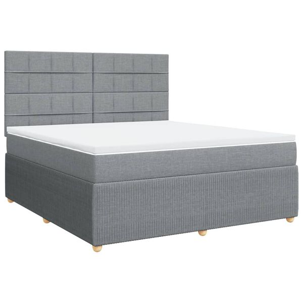 vidaXL Sommier &agrave; lattes de lit avec matelas Gris clair 180x200cm Tissu