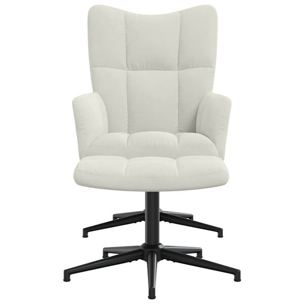 vidaXL Chaise de relaxation avec tabouret Blanc crème Velours