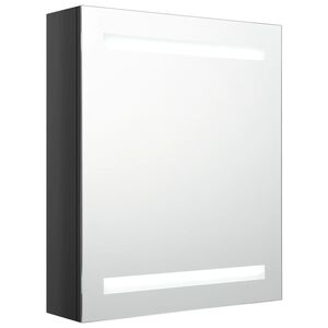 vidaXL Armoire de salle de bain &agrave; miroir LED noir brillant 50x14x60 cm