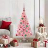 vidaXL Sapin de No&euml;l artificiel pr&eacute;-&eacute;clair&eacute; Rose 120 cm PVC