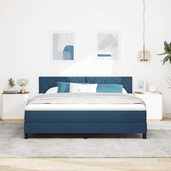 vidaXL Lit &agrave; ressorts avec matelas Bleu 180 x 200 cm tissu