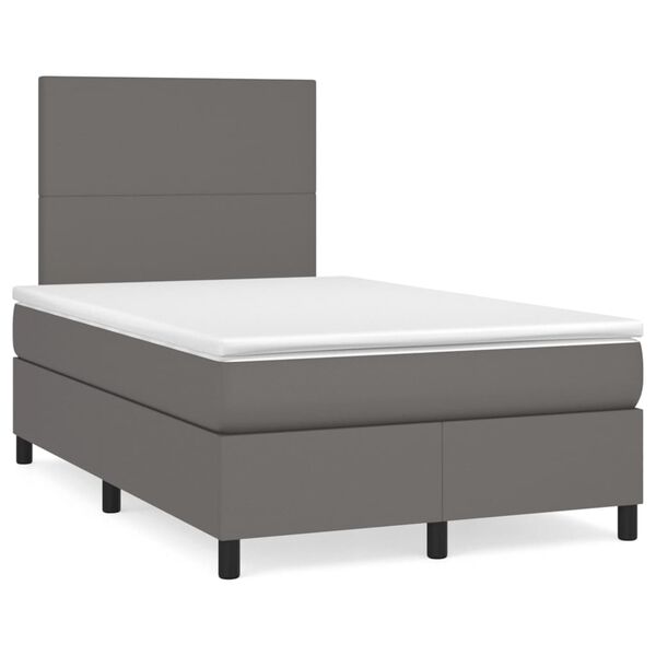 vidaXL Sommier &agrave; lattes de lit avec matelas gris 120x190 cm similicuir