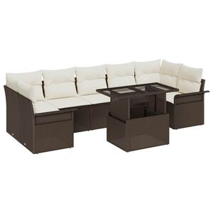 vidaXL Ensemble de canap&eacute; de jardin 8 pc Marron polyrotin