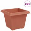 vidaXL Pot de Fleurs Carr&eacute; 24 pcs Rouge brique 20 x 20 x 16 cm
