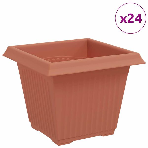 vidaXL Pot de Fleurs Carr&eacute; 24 pcs Rouge brique 20 x 20 x 16 cm