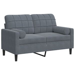 vidaXL Canap&eacute; 2 places avec oreillers gris fonc&eacute; 120 cm velours