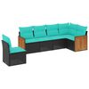 vidaXL Salon de jardin 6 pcs avec coussins noir r&eacute;sine tress&eacute;e
