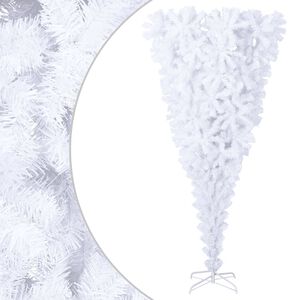 vidaXL Sapin de No&euml;l artificiel renvers&eacute; avec support Blanc 240 cm