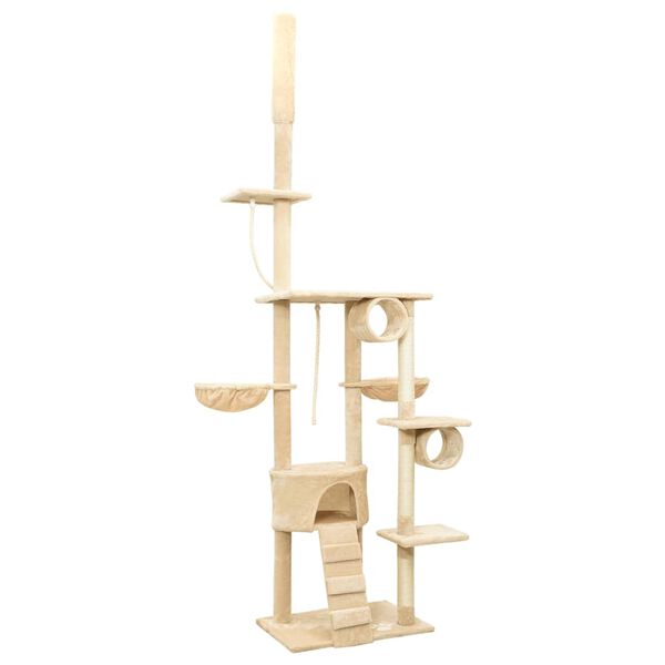 vidaXL Arbre à chat du sol au plafond Beige 220-240 cm