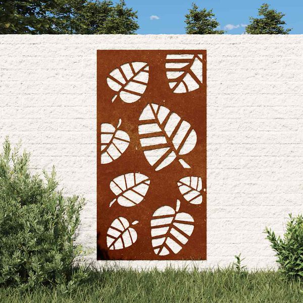 vidaXL D&eacute;coration murale jardin 105x55 cm acier corten design feuille