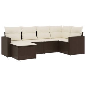 vidaXL Salon de jardin avec coussins 6 pcs marron r&eacute;sine tress&eacute;e