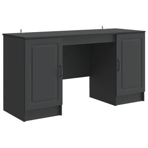 vidaXL Bureau avec &eacute;tag&egrave;re Noir 142,5 x 50 x 75 cm Bois d'ing&eacute;nierie