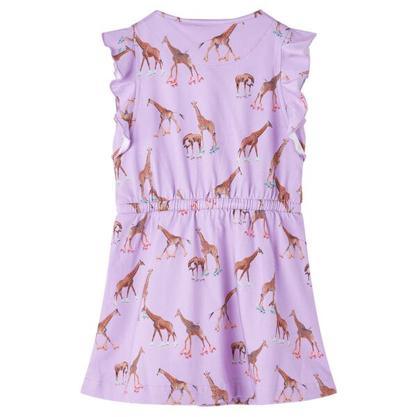Robe fille manches &agrave; volants cordon de serrage lila 104