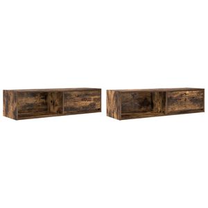 vidaXL Meubles TV 2 pcs ch&ecirc;ne fum&eacute; 100x31x25,5 cm bois d'ing&eacute;nierie