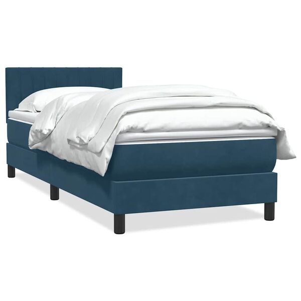 vidaXL Sommier &agrave; lattes de lit et matelas bleu fonc&eacute; 80x210 cm velours