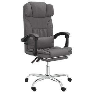 vidaXL Fauteuil de massage inclinable de bureau gris similicuir