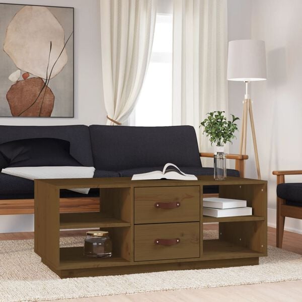 vidaXL Table basse Marron miel 100x50x41 cm Bois massif de pin