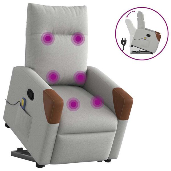 vidaXL Fauteuil de massage inclinable gris nuage tissu