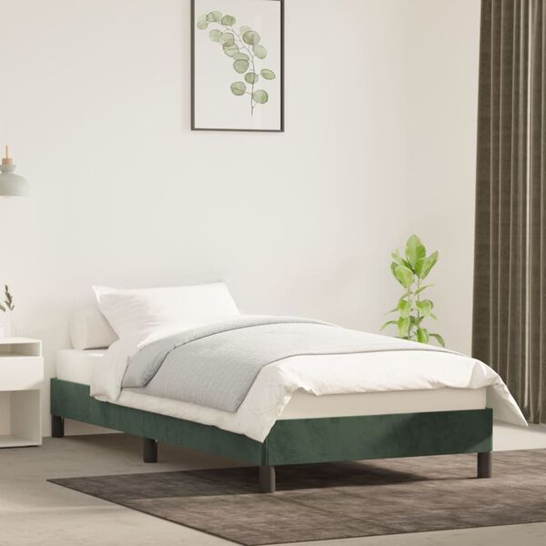 vidaXL Cadre de lit sans matelas vert foncé 100x200 cm velours