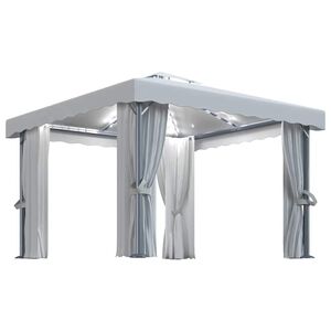 vidaXL Tonnelle et rideau et guirlande lumineuse LED 3x3 m Blanc cr&egrave;me