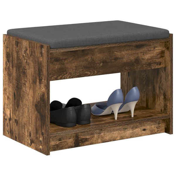 vidaXL Banc d'entr&eacute;e avec coussin Ch&ecirc;ne Fum&eacute; 63 x 38 x 45 cm
