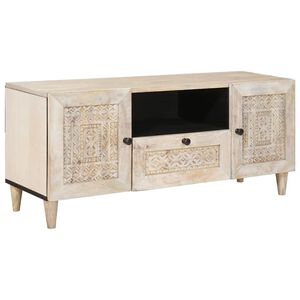 vidaXL Unites TV avec tiroir Blanc 105 x 33 x 46 cm Bois d'ing&eacute;nierie