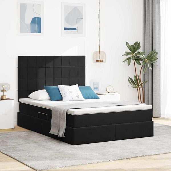 vidaXL Lit avec rangement et matelas Noir 140 x 190 cm Velours