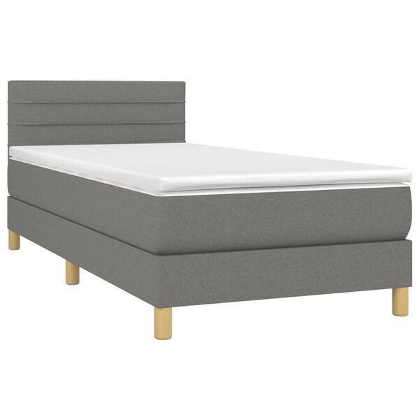 vidaXL Sommier &agrave; lattes de lit avec matelas et LED Gris fonc&eacute; 80x200cm