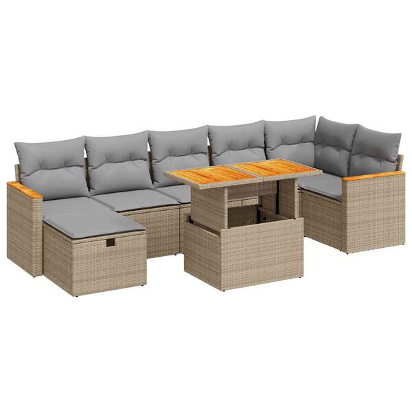 vidaXL Salon de jardin avec coussins 5 pcs beige r&eacute;sine tress&eacute;e