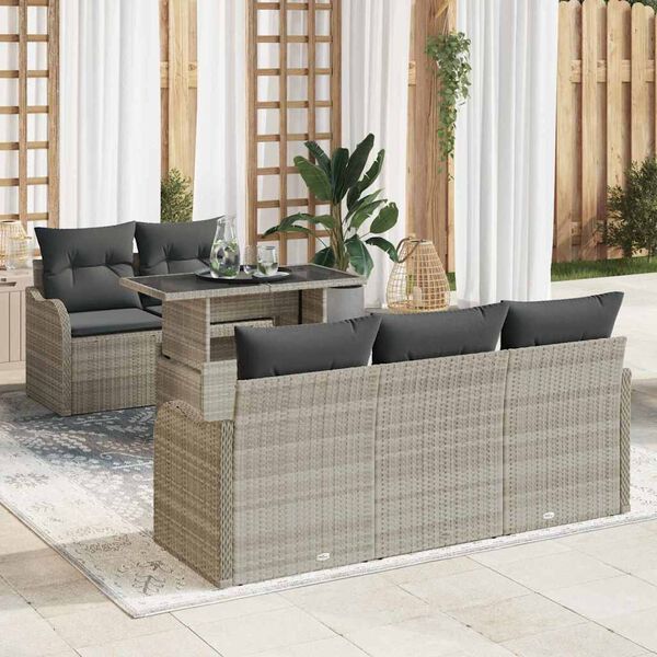 vidaXL Ensemble de canapé de jardin 6 pcs Gris clair 100 x 55 x 73 cm