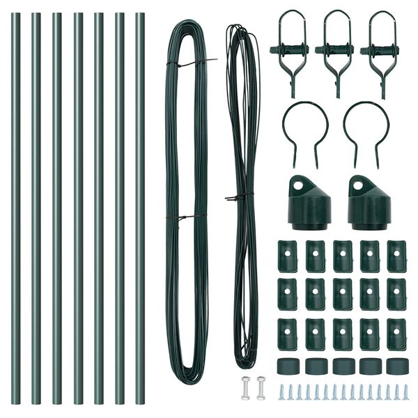 vidaXL Poteaux de clôture 7 pcs Vert Ø32mm 120 cm Acier galvanisé