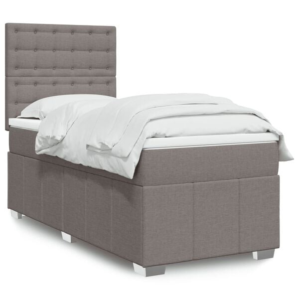 vidaXL Sommier &agrave; lattes de lit avec matelas Taupe 90x190 cm Tissu