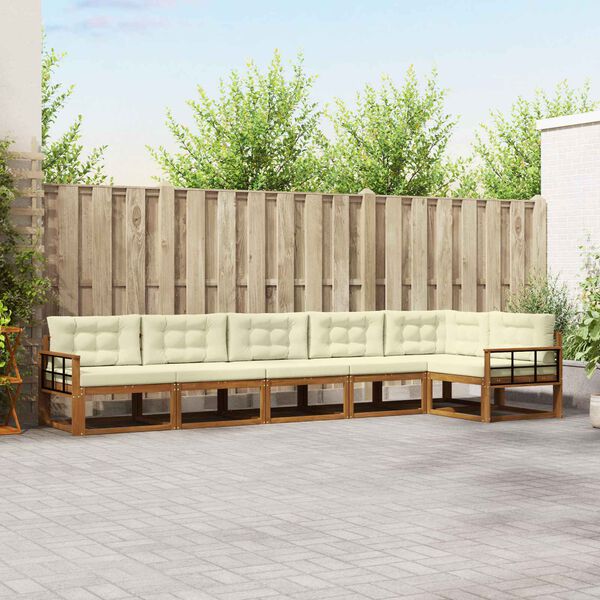 vidaXL Ensemble de canap&eacute;s d'ext&eacute;rieur 6 pcs Naturel et Cr&egrave;me