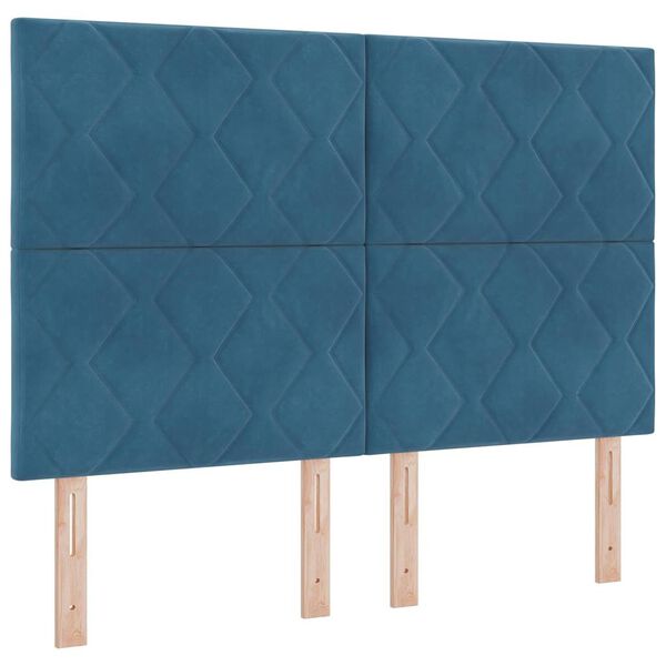 vidaXL T&ecirc;te de lit avec t&ecirc;te de lit Bleu fonc&eacute; 160 cm Velours