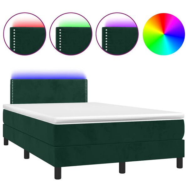 vidaXL Sommier &agrave; lattes de lit avec matelas LED vert fonc&eacute; 120x190 cm