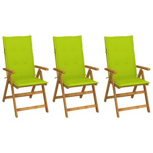 vidaXL Chaises pliantes 3 pi&egrave;ces avec coussins en bois d'acacia massif
