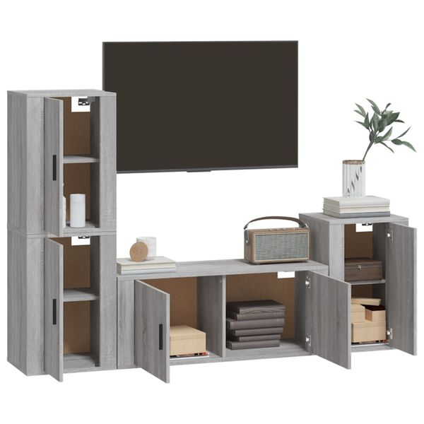 vidaXL Ensemble de meubles TV 4 pcs Sonoma gris Bois d'ingénierie