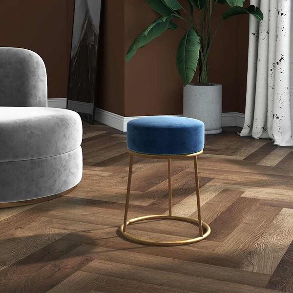 vidaXL Tabouret rond Bleu Velours