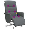 vidaXL Fauteuil inclinable de massage et repose-pieds gris fonc&eacute; tissu