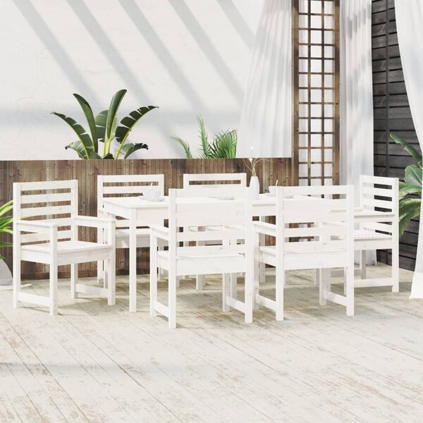 vidaXL Ensemble à manger de jardin 7 pcs blanc bois massif de pin