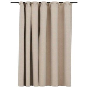 vidaXL Rideau occultant d'aspect de lin avec crochets beige 290x245 cm