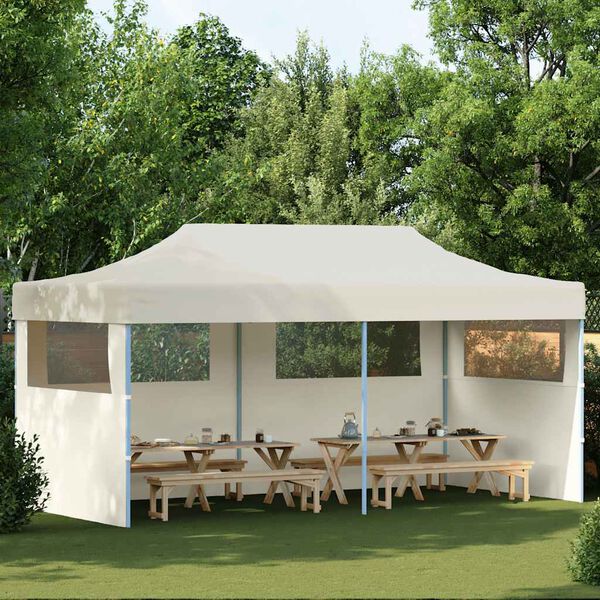 vidaXL Tente de r&eacute;ception pliable cr&egrave;me 3 x 6 m