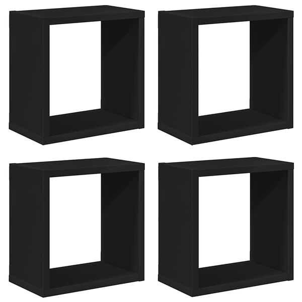 vidaXL &Eacute;tag&egrave;res cube murales 4 pcs Noir 26x15x26 cm