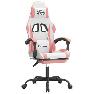 vidaXL Chaise de jeu pivotante et repose-pied Blanc et rose Similicuir