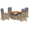 vidaXL Ensemble &agrave; manger de jardin avec coussins 5pcs Beige poly rotin