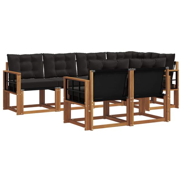 vidaXL Ensemble de canap&eacute;s d'ext&eacute;rieur 7 pcs Naturel et Noir