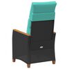 vidaXL Chaise de jardin inclinable Noir et turquoise polyrotin