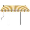 vidaXL Auvent r&eacute;tractable automatique et poteaux 3,5x2,5 m Jaune blanc