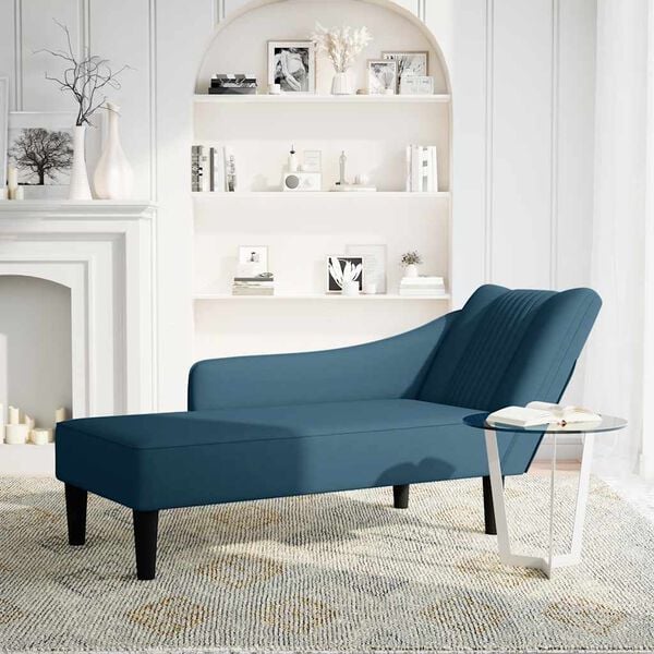 vidaXL Fauteuil long avec accoudoir droit bleu velours