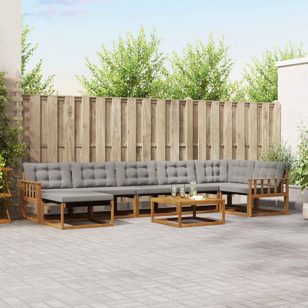 vidaXL Ensemble de canap&eacute;s d'ext&eacute;rieur 8 pcs Gris Naturel et Clair